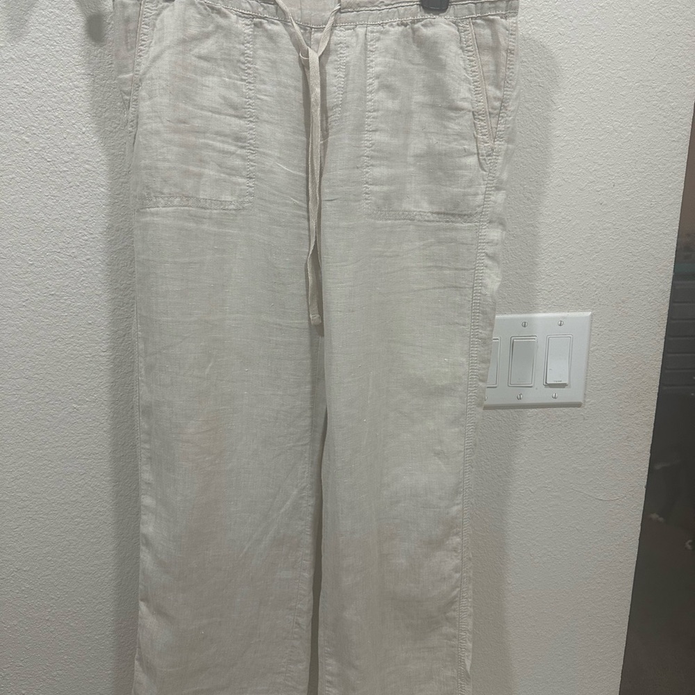 Caslon beige linen wide leg pants